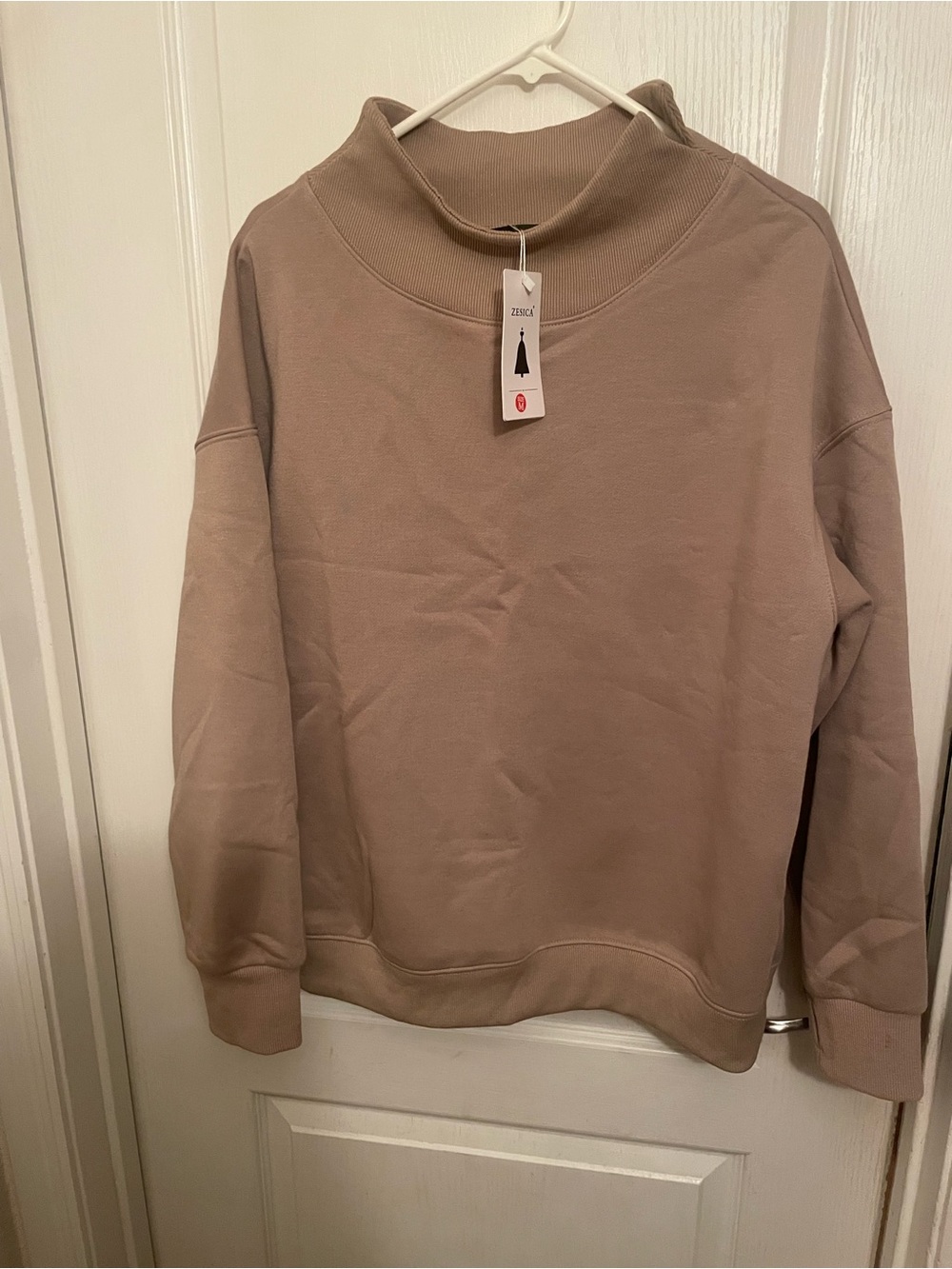 Women’s Mock Neck oversized Sweater - Taupe